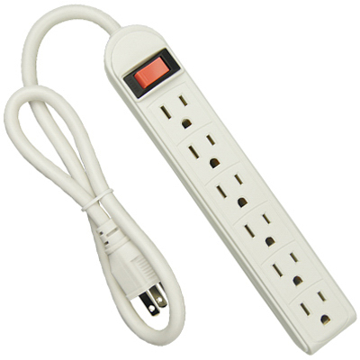 POWER STRIP 6OUT 2PK WHT