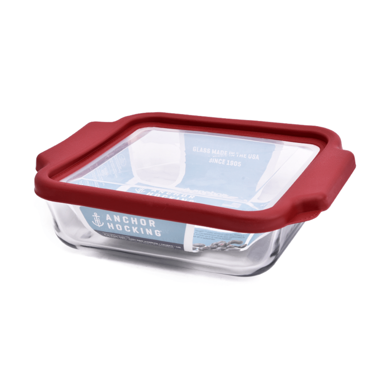 Anchor Truefit Glass Square Baking Dish With Lid 8 Inch Cherry 1 Each 91816AHG17