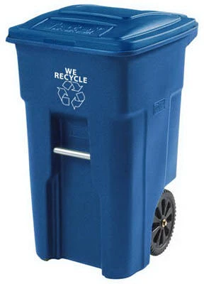 Toter Recycling Trash Can with Lid 32 Gallon Blue 1 Each 025532-D7BLU