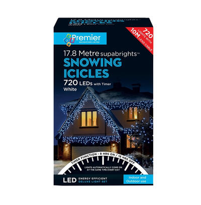  Premier  Snowing Icicles 720 LED 17.8 Metre White 1 Box  LV162185W