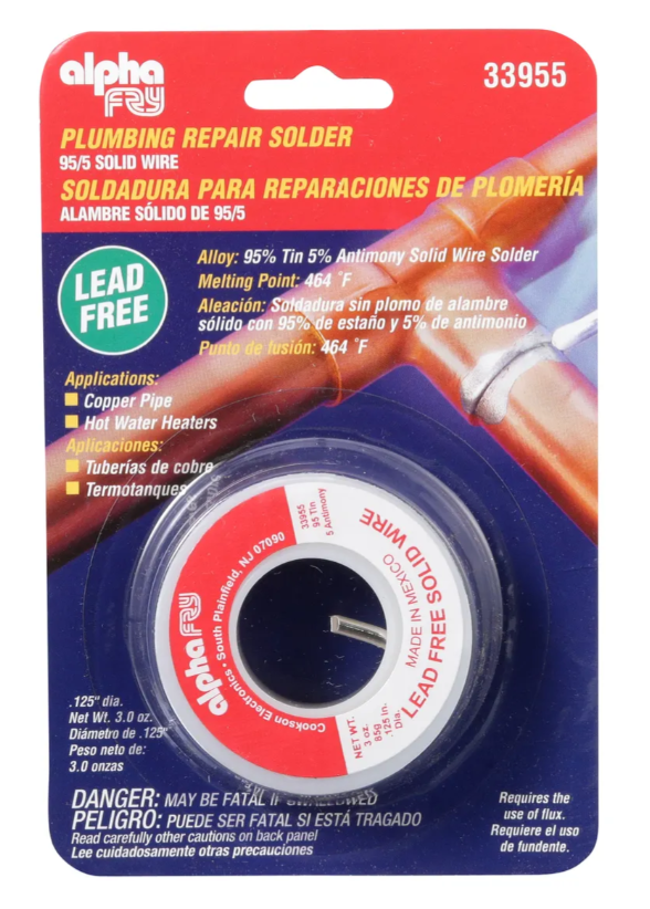  Alpha  No Lead Plumbing Solder 3 Ounce 0.125 Inch  1 Each AM33955