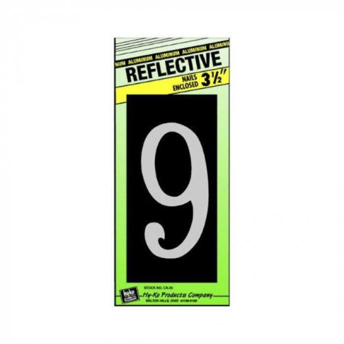  Hy-Ko Reflective Number 9 3-1/2 Inch  Aluminum  1 Each CA-25/9