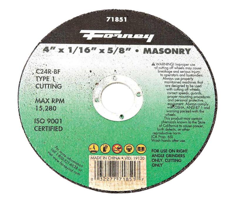  Forney  Masonry Cut Off Wheel  4x1/16x5/8 Inch  1 Each 71851