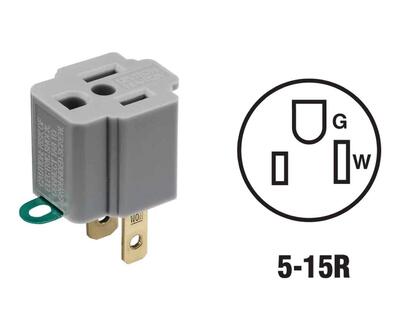  Leviton Grounding Tap Outlet Adapter 15A 125V Gray 1 Each 028-274