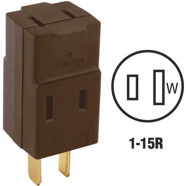  Leviton 3 Outlet Cube Tap 15A Brown 1 Each 000-00531-000