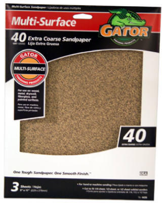  Gator  Sandpaper 40G 9x11 Inch  3 Pack  4439