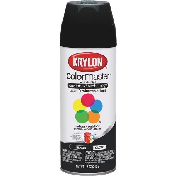 Krylon K05505007 COLORmaxx Spray Paint and Primer for Indoor/Outdoor Use,  Gloss Black 12 Ounce (Pack of 1) 