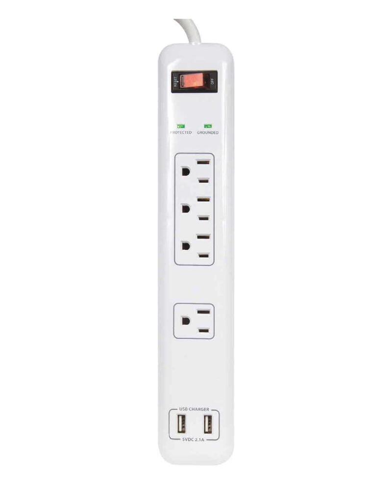 Prime Wire & Cable Surge Strip 4 Outlet W/Usb white 1 Each PB505104