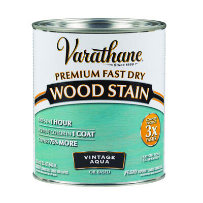 Varathane Premium Fast Dry Interior Oil Wood Stain Vintage Aqua 1 Quart 297427