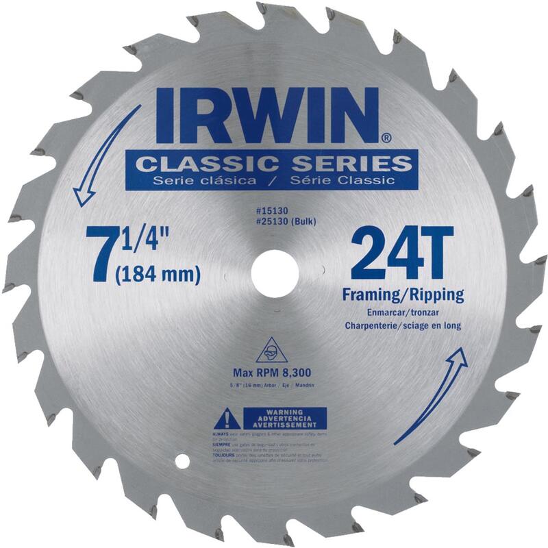 Irwin Circular Saw Blade Carbide 24t 7-1/4 Inch 1 Each 25130