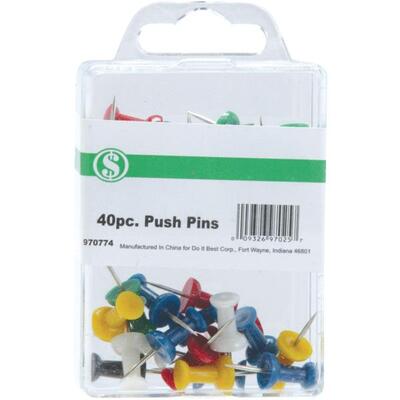  Smart Savers Assorted Color Push Pin  40 Pack CC301116