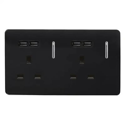  Trendi Double Socket Usb 13A Black 1 Each ART-SKT213USBBK