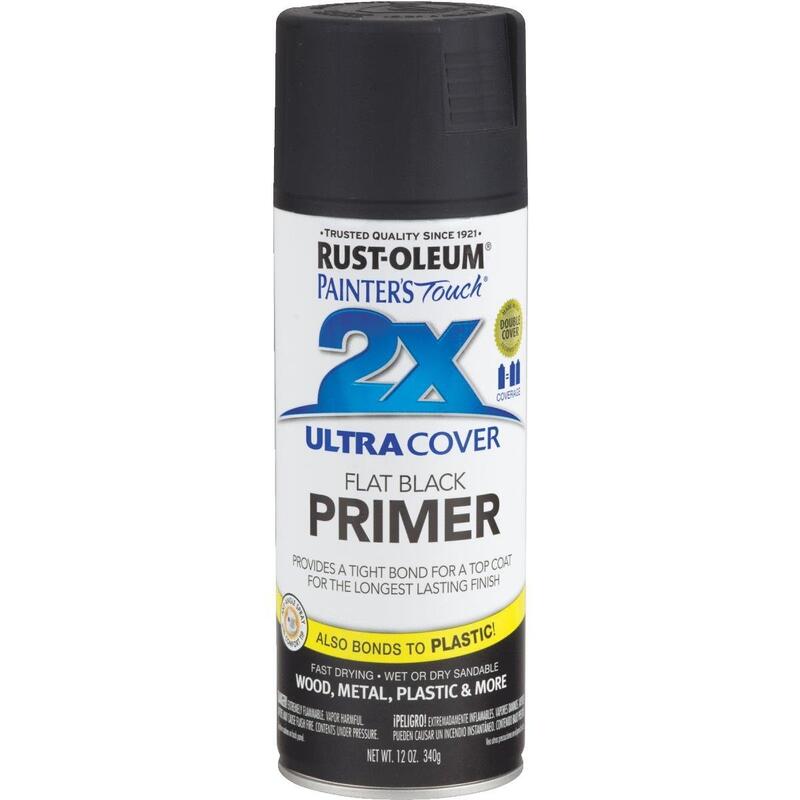 Rust-Oleum Painter's Touch Flat Primer Spray Paint 12oz Black 1 Each 224421