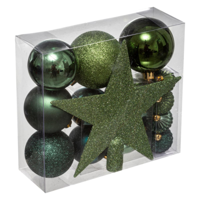 XMAS BALLS 18PCS GREEN