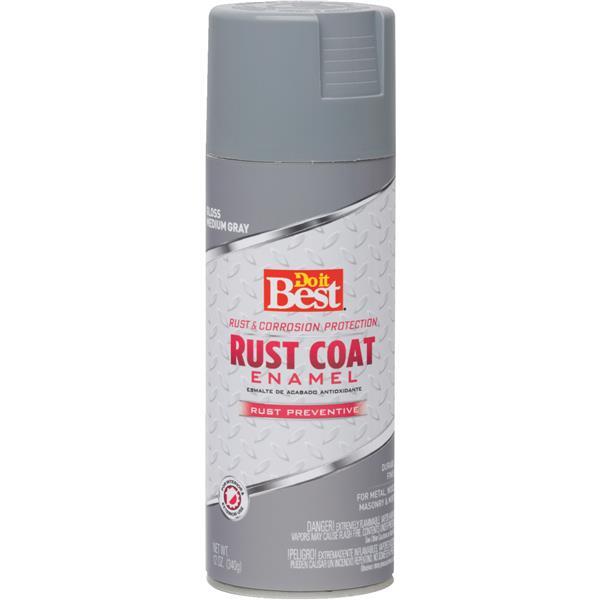 Rust Coat Gloss Enml Anti-Rust Spray Paint 12oz Medium Gray 1 Each 203545D