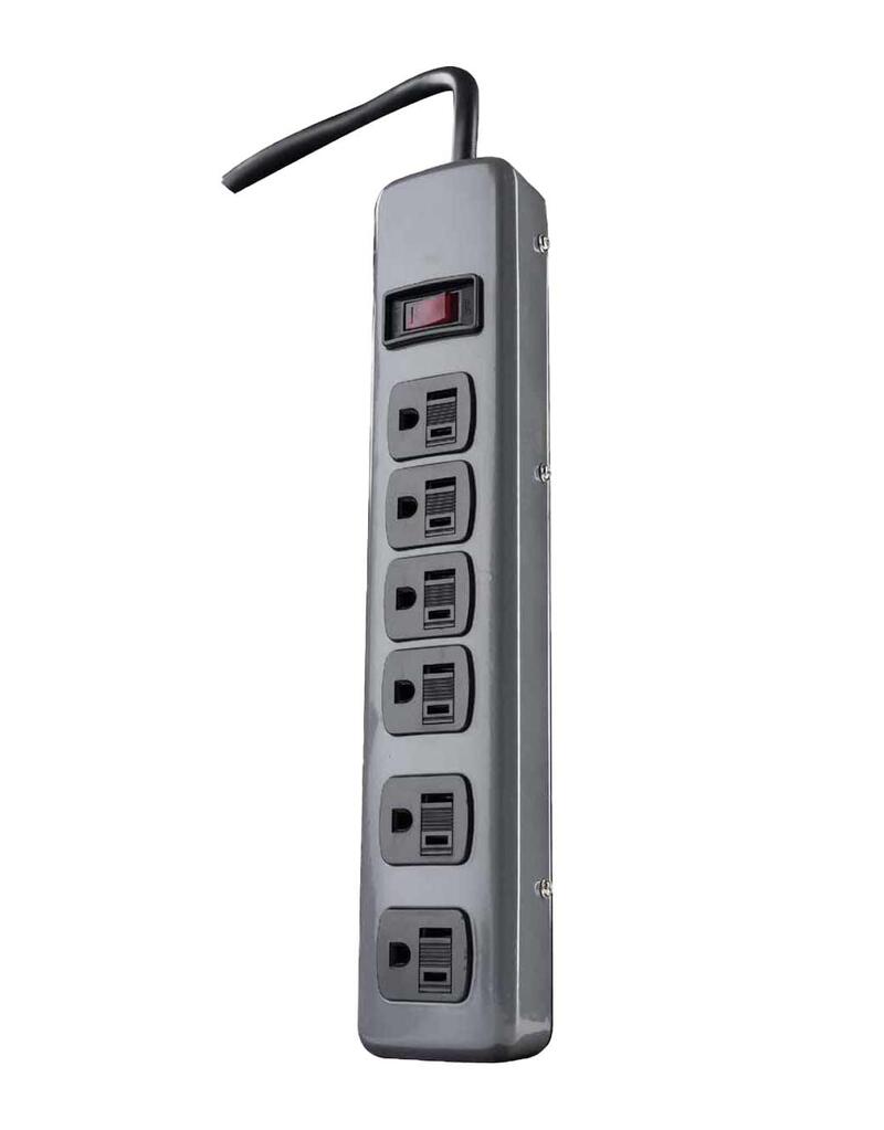 Woods Industries Power Strip 6 Outlet 5 Foot  Gray 1 Each 41386