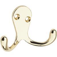  National  Double Clothes Wardrobe Hook Brass 1 Each N199224