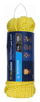 Tru Guard Twisted Braided Rope 1/4 Inx100 Foot Yel 1 Each 643681