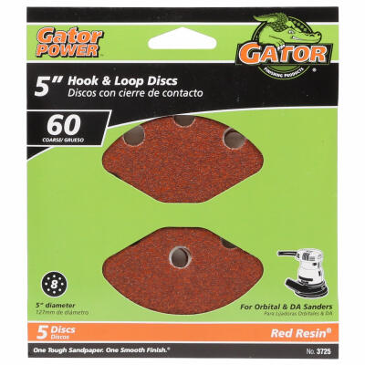  Gator Sanding Disc 8 Hole 60 Grit  5 Inch 5 Pack  3725