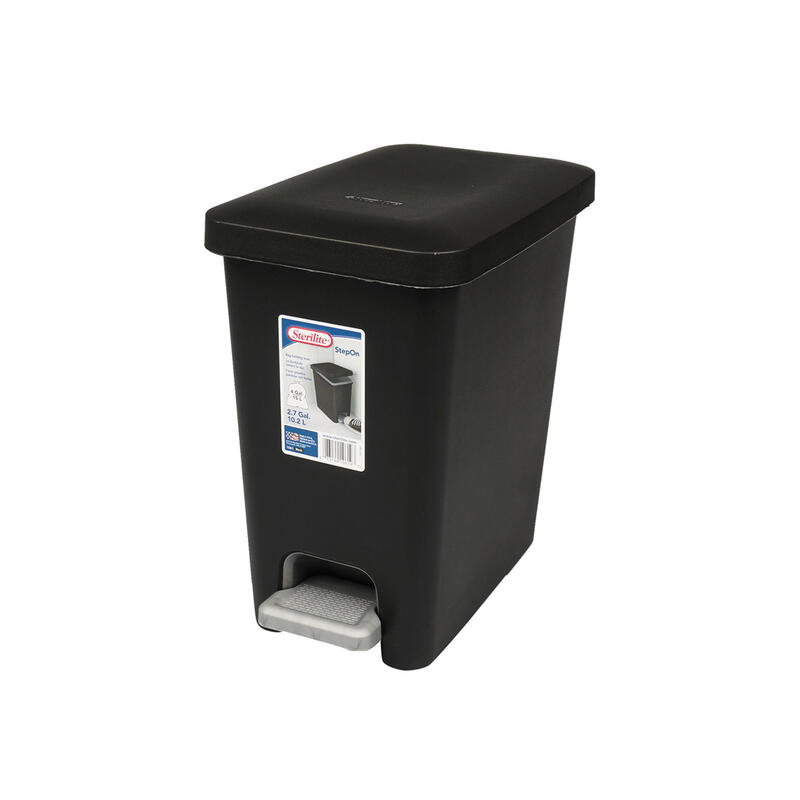  Sterilite Step On Waste Bin  2.7 Gallon  Black  1 Each 764-10619002