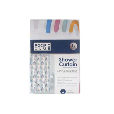 SHOWER CURTAIN W/ HOOKS MULTI