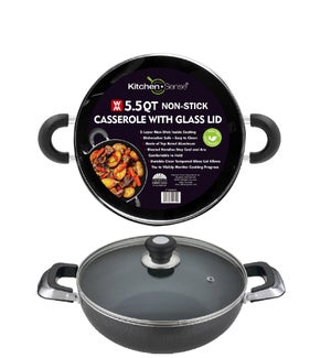 CASSEROLE W/ GLS LID 5.5QT