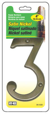  Hy-Ko Prestige Series House Number 3 4 Inch Satin Nickel 1 Each BR-43SN/3