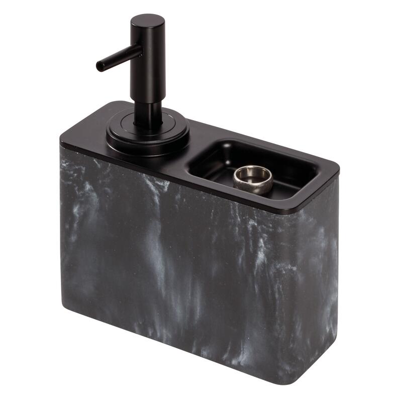 iDesign Dakota Soap Pump with Ring Tray Black Marble 1 Each 28247