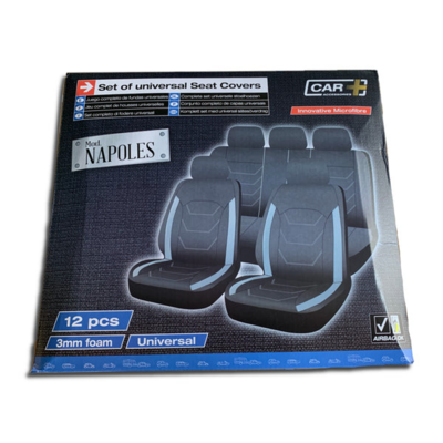 SEAT COVER NAPLES BLK/GRY 12PC