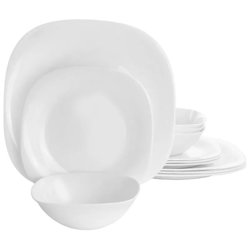 DINNERWARE SET 12PC SQ WHT