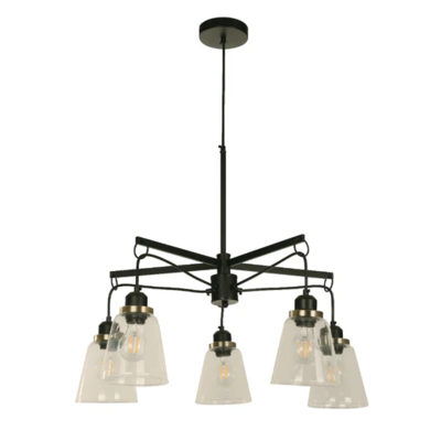 HANGING LAMP 5L E27 40W BLK