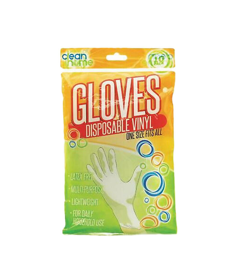 Clean Home Disposable Vinyl Gloves One Size 10 Pack HS01810 M&C Home