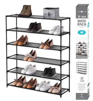 SHOE RACK 6-TIER BLACK