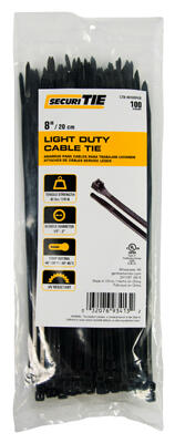 Ecm Industries Cable Ties Light Duty 8 Inch Black 100 Pack CT8-40100UVB
