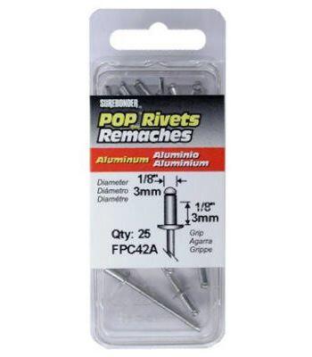  Sure Bonder  Short Rivet  1/8 Inch  Aluminum 25 Pack  FPC42A