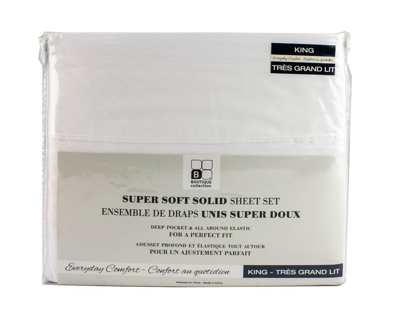 Safdie & Co Bed Sheet 4 Piece King White 1 Set 38347.4K.01