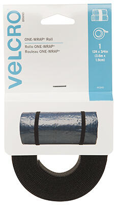  Velcro  Strap In Peggable Dispenser Pack 3/4 Inchx12 Foot Black 1 Each 90340