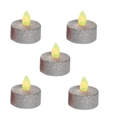 GLITTER LED TEA LIGHT ASST 5PC