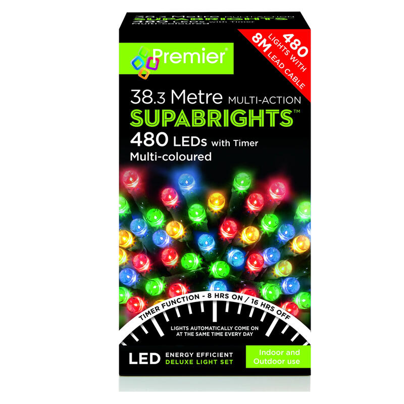  Premier  Multi Action Supabrights 480 LED 38.3 Metres White And Warm White 1 Bo