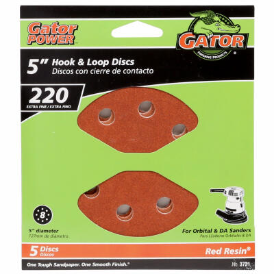  Gator Sanding Disc 8 Hole 220 Grit 5 Inch  5 Pack  3721
