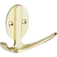  Stanley  Double Robe Wardrobe Hook 3 Inch  Polished Brass 1 Each N807006