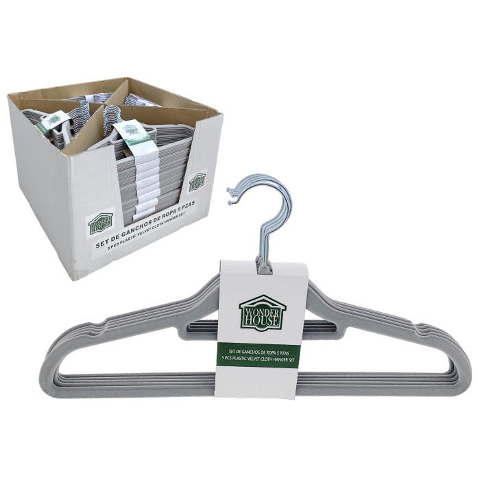 CLOTHES HANGER 5PC SET GREY