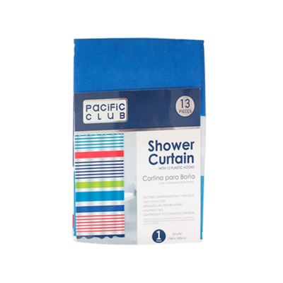 SHOWER CURTAIN W/ HOOKS MULTI