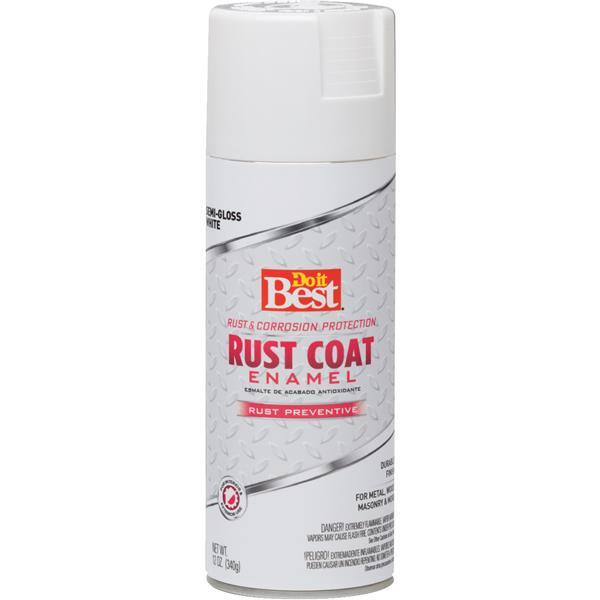 Rust Coat Semi Gloss Enml Anti-Rust Spray Paint 12oz White 1 Each 203547D