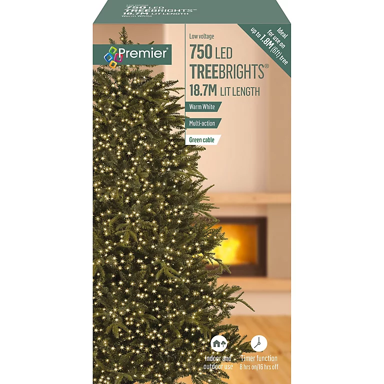 Premier Christmas Treebrights Led 750 With Timer Warm White 1 Each