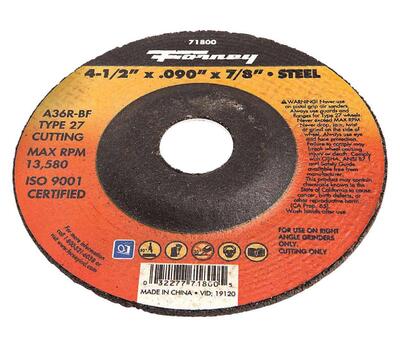  Forney Steel Cut Off Wheel  4-1/2x0.090 x7/8 Inch  1 Each 71800