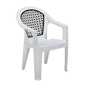 PLASTIC CHAIR W/ ARM REST WHT