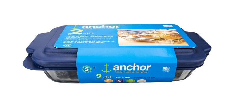 Anchor Oven Basics Glass Baking Dish With Lid 2 Quart Blue 1 Each 81662OBL11