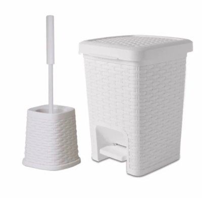 PEDAL BIN W/TOILET BRUSH WHITE