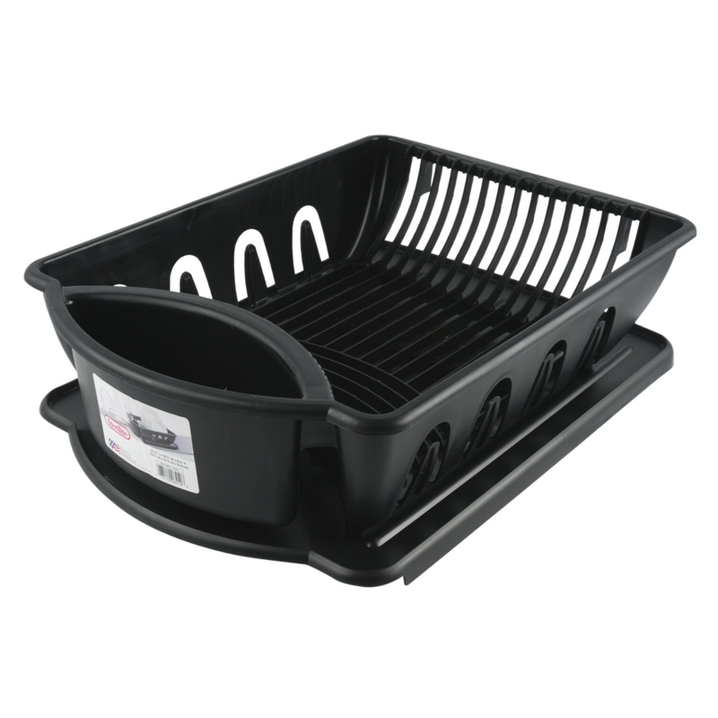 DISH DRAINER  SET 2PC BLK